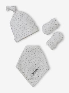 Baby-Accessoires-Muts sjaal handschoenen-Personaliseerbare gebreide babymuts + wanten + sjaal + tas voor babymeisjes met print