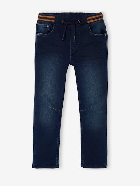 Rechte fleecebroek jongens denim look DARK GROSS+denim grijs+double stone+gebleekt denim+STONE MIDDEN+zwart denim - vertbaudet enfant 