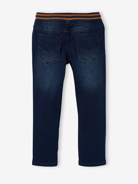 Rechte fleecebroek jongens denim look DARK GROSS+denim grijs+double stone+gebleekt denim+STONE MIDDEN+zwart denim - vertbaudet enfant 