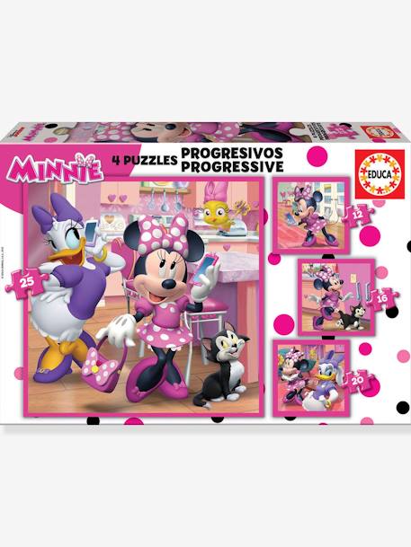 4-in-1 progressieve puzzles Disney Minnie - EDUCA rozen - vertbaudet enfant 