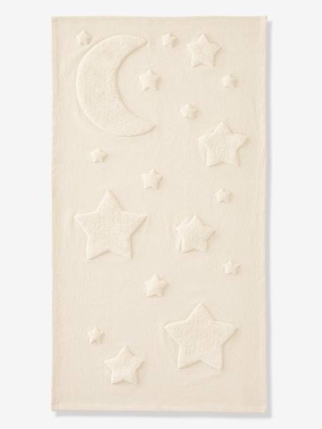 Rechthoekig tapijt met maan en sterren in reliëf Luna beige - vertbaudet enfant 