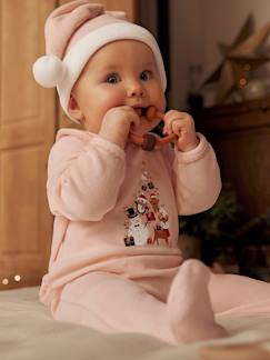 Baby-Pyjama, surpyjama-Babypyjama meisje Kerst met muts van fluweel