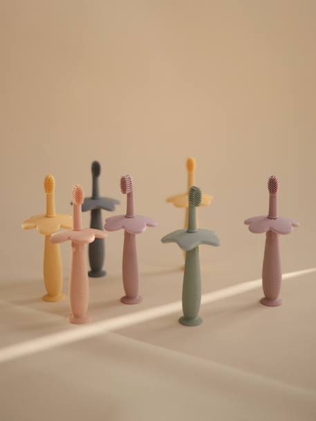 MUSHIE siliconen tandenborstel voor training blauw+grijs+rozen - vertbaudet enfant 