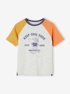 Colorblock jongensshirt met haaienprint  - vertbaudet enfant