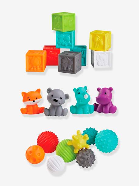 Pakket voor ontwikkelen zintuigen met 8 ballen, 4 diertjes en 8 blokjes Bluebox EFFEN WIT - vertbaudet enfant 