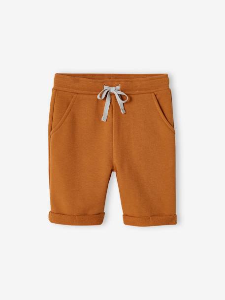 Jongensbermuda van molton chambrayblauw+Donkerblauw+pecannoot - vertbaudet enfant 