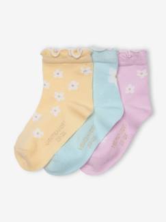 Set van 3 paar sokken met "madeliefjes" voor babymeisje  - vertbaudet enfant