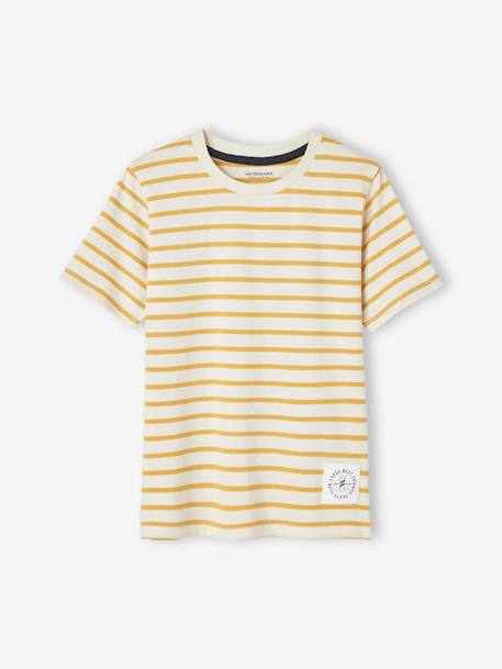Marinière jongensshirt korte mouwen azuurblauw+donkerblauwe indigo gestreept+geel, gestreept+Gestreept salie+rood, gestreept - vertbaudet enfant 