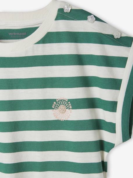 Personaliseerbare babyhemdje voor pasgeborenen van gaaskatoen groen, gestreept+roze, gestreept - vertbaudet enfant 