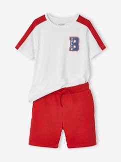 Ensemble met gestreept T-shirt en short Brooklyn-team voor jongens  - vertbaudet enfant