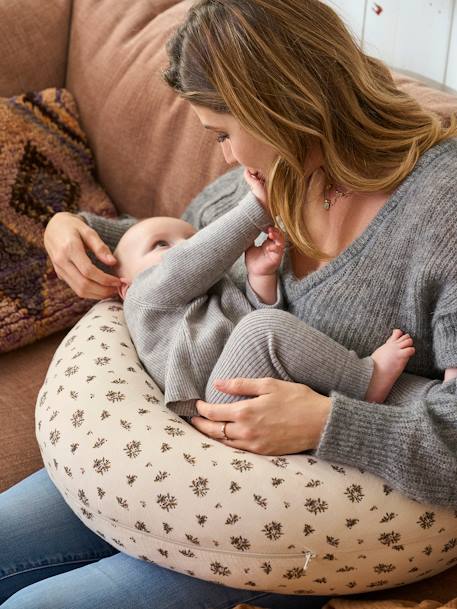 Hoes voor borstvoedingskussen beige, bedrukt+Bloemenprint+roze, bedrukt - vertbaudet enfant 