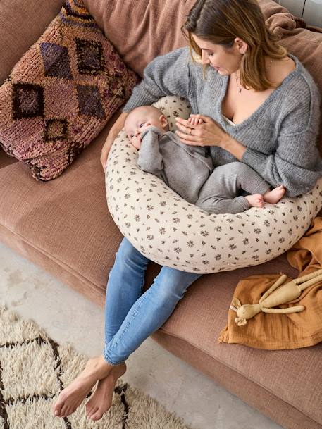 Hoes voor borstvoedingskussen beige, bedrukt+Bloemenprint+roze, bedrukt - vertbaudet enfant 