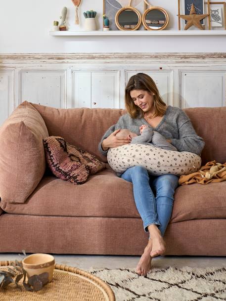 Hoes voor borstvoedingskussen beige, bedrukt+Bloemenprint+roze, bedrukt - vertbaudet enfant 