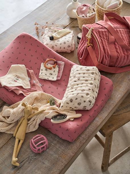 Hoes voor aankleedkussen in jersey rozenhout met print - vertbaudet enfant 