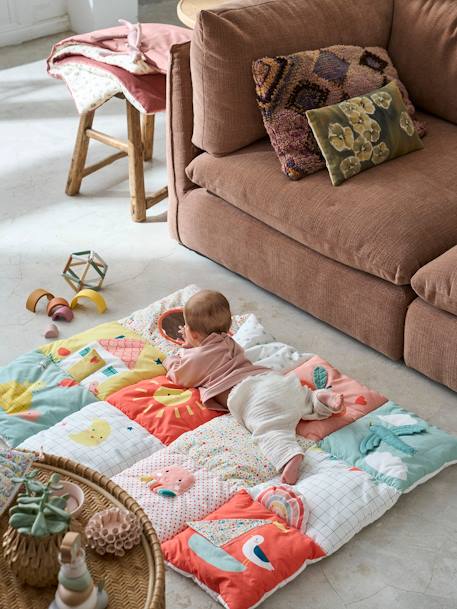 Zacht speelkleed CROQUE LA VIE beige+ecru+rood+sinaasappel+zwart - vertbaudet enfant 