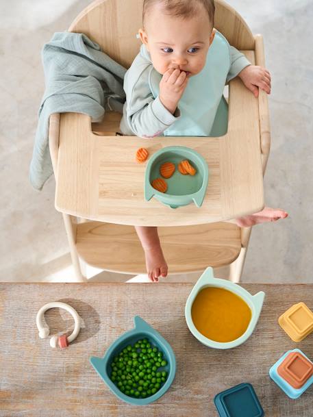 Set van 3 siliconen kommen Kat groene set+set karamel - vertbaudet enfant 