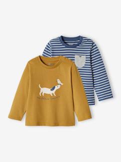 Baby-T-shirt, souspull-Set van 2 shirts met dierenmotief en strepen