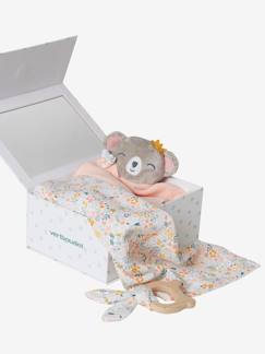 Speelgoed-Eerste levensjaren-Knuffels en knuffeldoekjes-Geschenkdoos met 3 stuks:  slaapzak + personaliseerbare knuffel + rammelaar