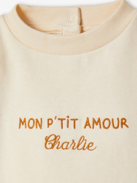 Aanpasbaar sweatshirt voor baby met boodschap ecru+groengrijs - vertbaudet enfant 