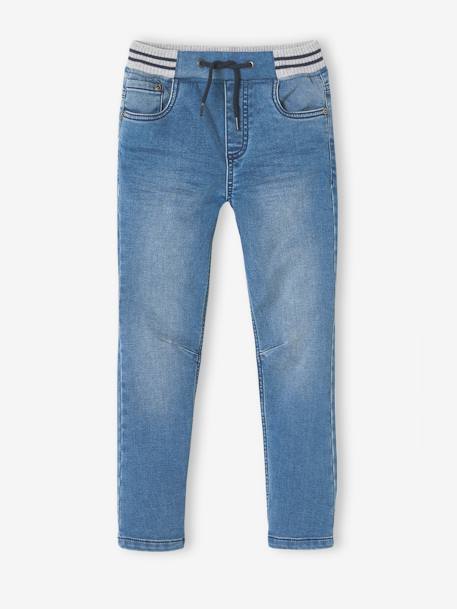 Rechte fleecebroek jongens denim look DARK GROSS+denim grijs+double stone+gebleekt denim+STONE MIDDEN+zwart denim - vertbaudet enfant 