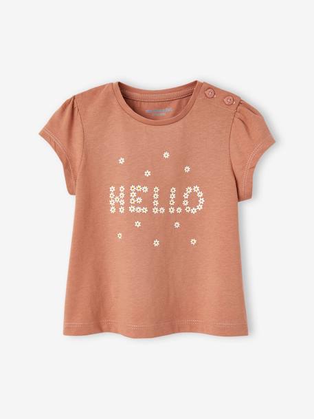 Set van 2 T-shirts voor baby, met korte mouwen oudroze+rozen - vertbaudet enfant 