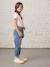 Paperbag jeans met bloemenriem voor meisjes denimgrijs+onbewerkt denim+stone+zwart - vertbaudet enfant 