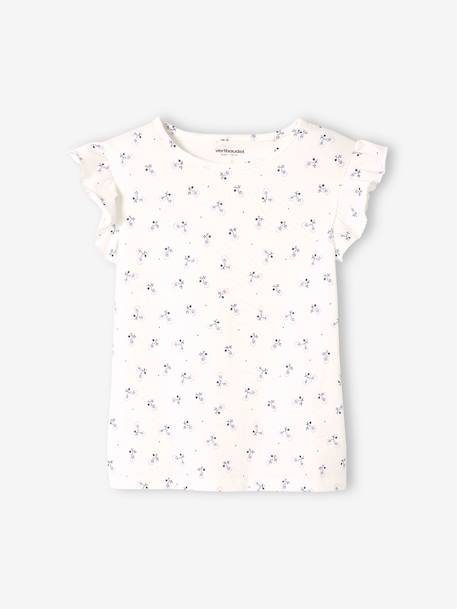 Set meisjesshirt met strepen + rok van katoengaas indigoblauw+lila+saliegroen - vertbaudet enfant 
