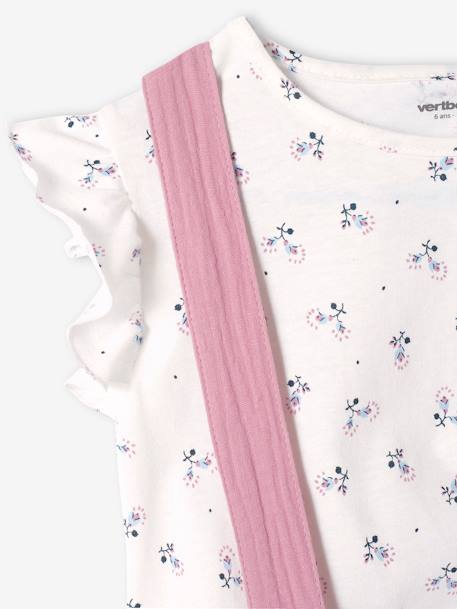 Set meisjesshirt met strepen + rok van katoengaas indigoblauw+lila+saliegroen - vertbaudet enfant 