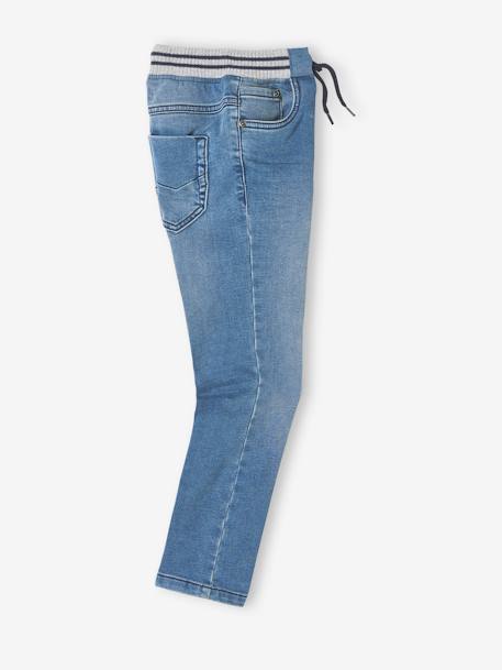 Rechte fleecebroek jongens denim look DARK GROSS+denim grijs+double stone+gebleekt denim+STONE MIDDEN+zwart denim - vertbaudet enfant 