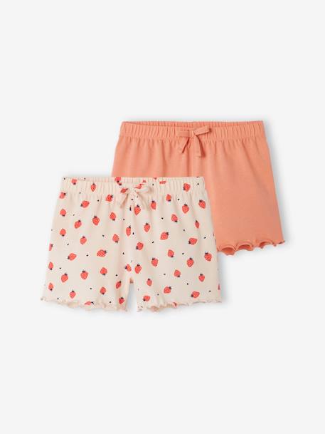 Set met 2 pyjamashorts voor meisjes rozen - vertbaudet enfant 