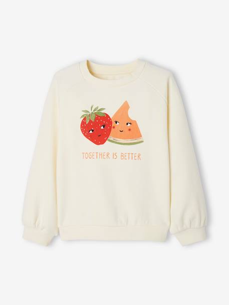 Meisjessweater met fruitprint ecru - vertbaudet enfant 