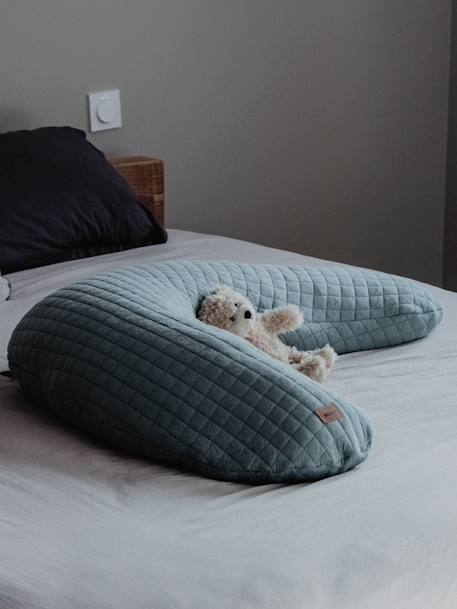 Kraam- en borstvoedingskussen BEABA Big Flopsy beige+bruin, bedrukt+cacao+Gechineerd grijs+groen - vertbaudet enfant 