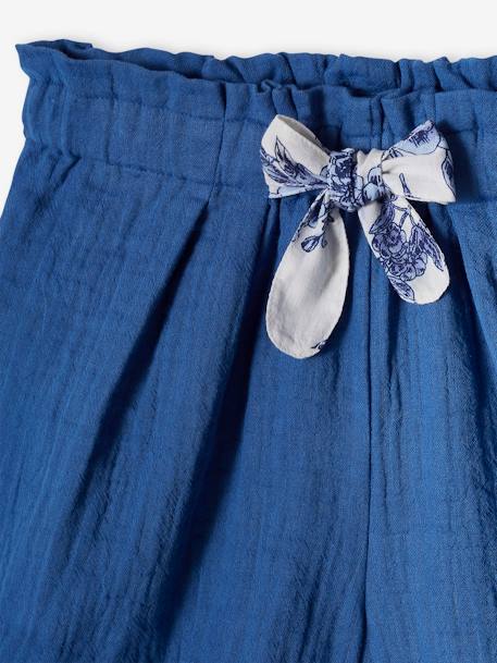 Katoenen meisjesshort van gaas met schubbenprint blauw+blauw, bedrukt+nude - vertbaudet enfant 