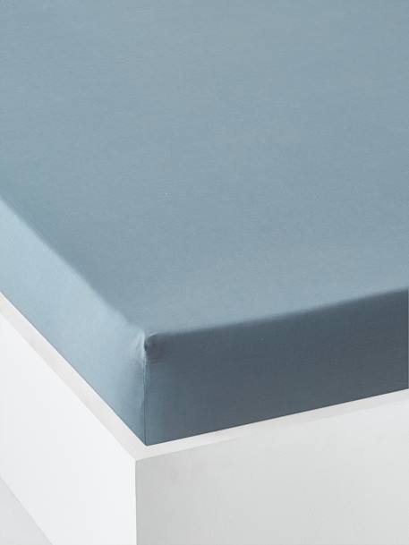 Effen hoeslaken kind Oeko-Tex® antraciet+blauwgroen+ecru+grijs+groen+jeansblauw+koraal+Licht lila+lichtblauw+lichtroze+marineblauw+pistache+saliegroen+terracotta+wit - vertbaudet enfant 