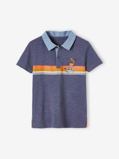 Jongens-T-shirt, poloshirt, souspull-Jongens poloshirt met strepen en chambray details