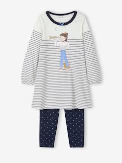Meisje-Pyjama, surpyjama-Matrozennachthemd + legging met hartjesprint