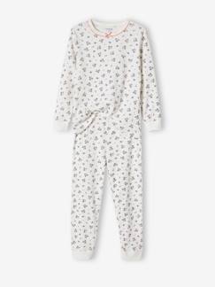 Meisje-Pyjama, surpyjama-Personaliseerbare meisjespyjama van ribtricot met bloemenprint