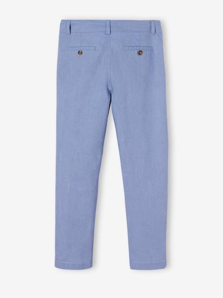 Chinobroek jongens katoen/linnen beige+blauw+donker marineblauw+lichtbeige+saliegroen - vertbaudet enfant 
