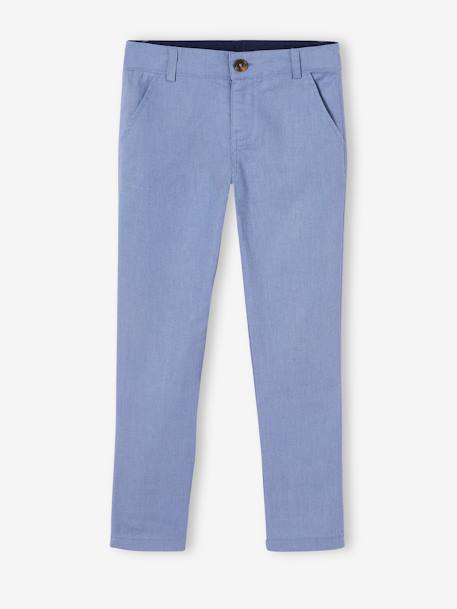 Chinobroek jongens katoen/linnen beige+blauw+donker marineblauw+lichtbeige+saliegroen - vertbaudet enfant 