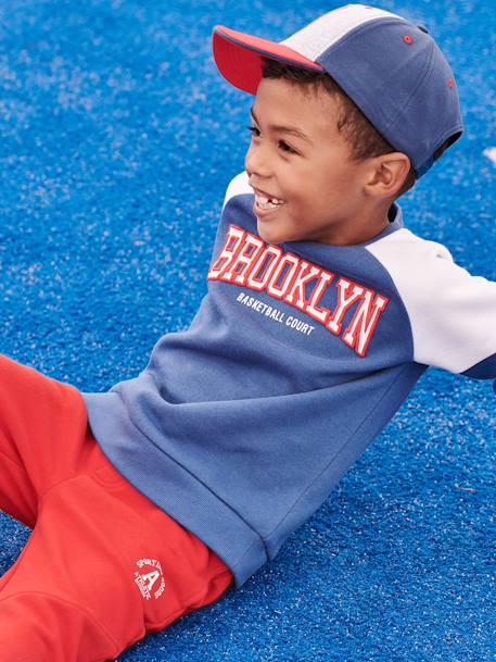 Jongenssweater met colourblock en team Brooklyn opdruk koningsblauw+pecannoot - vertbaudet enfant 