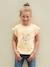 Meisjes-T-shirt met iriserend motief en korte mouwen met ruches antraciet+lichtgeel+lichtroze+marineblauw - vertbaudet enfant 