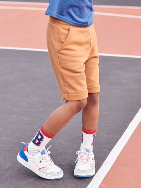 Jongensbermuda van molton chambrayblauw+Donkerblauw+pecannoot - vertbaudet enfant 