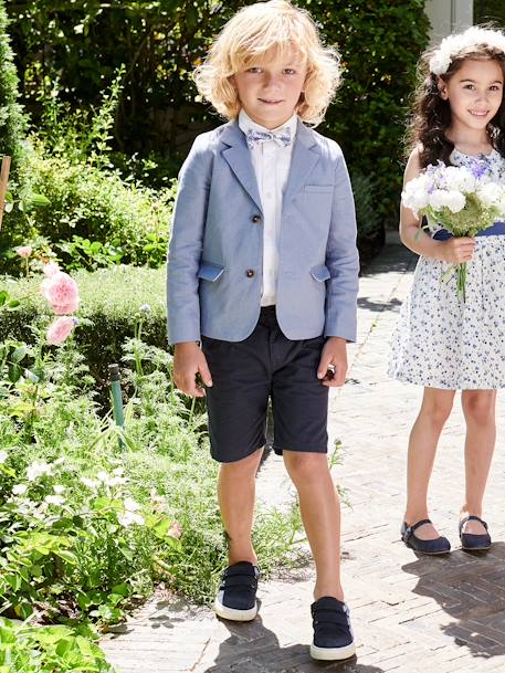 Feestelijk jasje voor jongens van katoen/linnen beige+blauw+donker marineblauw+lichtbeige+saliegroen - vertbaudet enfant 