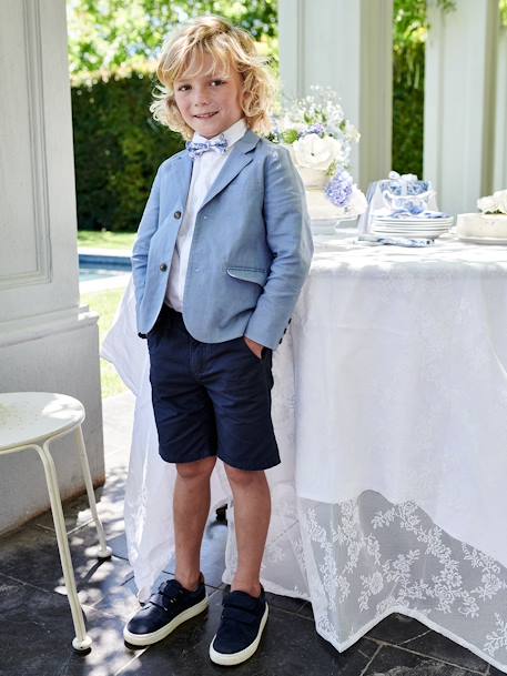 Feestelijk jasje voor jongens van katoen/linnen beige+blauw+donker marineblauw+lichtbeige+saliegroen - vertbaudet enfant 