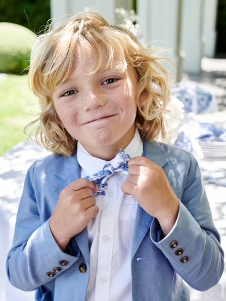 Feestelijk jasje voor jongens van katoen/linnen beige+blauw+donker marineblauw+lichtbeige+saliegroen - vertbaudet enfant 