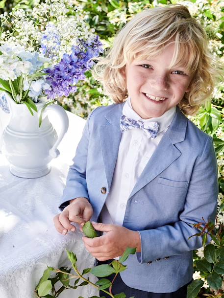 Feestelijk jasje voor jongens van katoen/linnen beige+blauw+donker marineblauw+lichtbeige+saliegroen - vertbaudet enfant 
