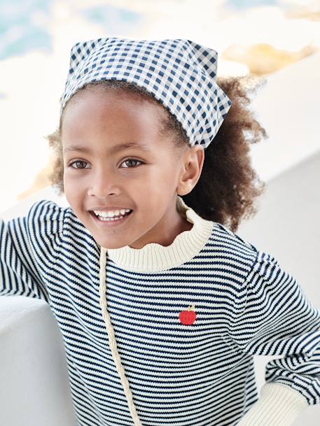 Sjaal met schortenbontprint voor meisjes marineblauw, geruit - vertbaudet enfant 