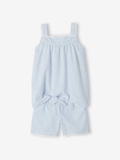 Meisje-Pyjama, surpyjama-Gestreepte pyjamashort voor meisjes