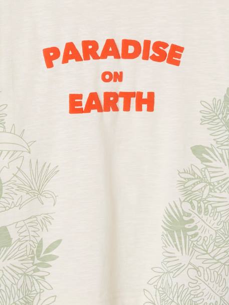 T-shirt met exotische motieven en opschrift in zwelinkt voor jongens ecru - vertbaudet enfant 