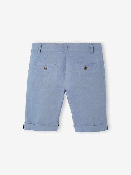 Jongensbermuda van katoen/linnen beige+blauw+donker marineblauw+lichtbeige+saliegroen - vertbaudet enfant 